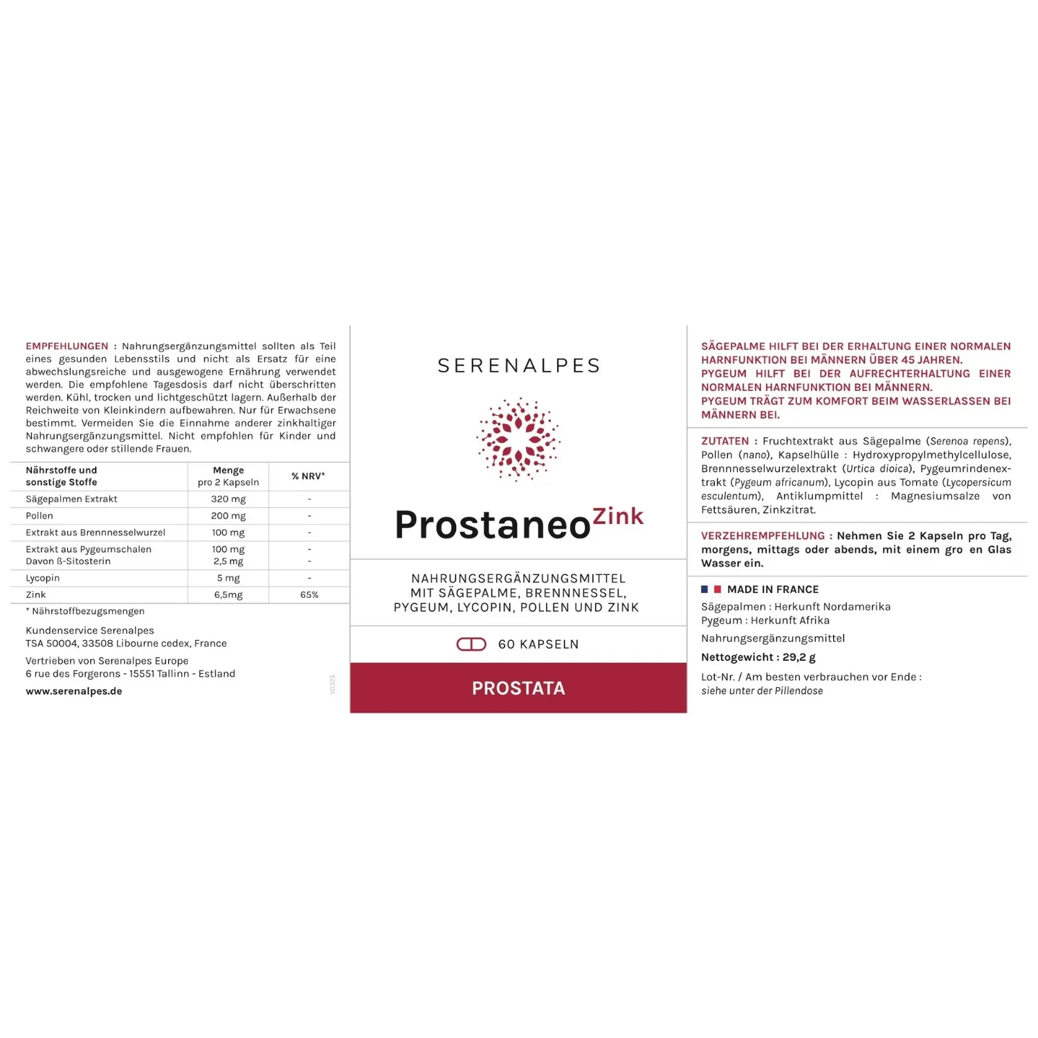 PZK Etikett Etikett Prostaneo Zink