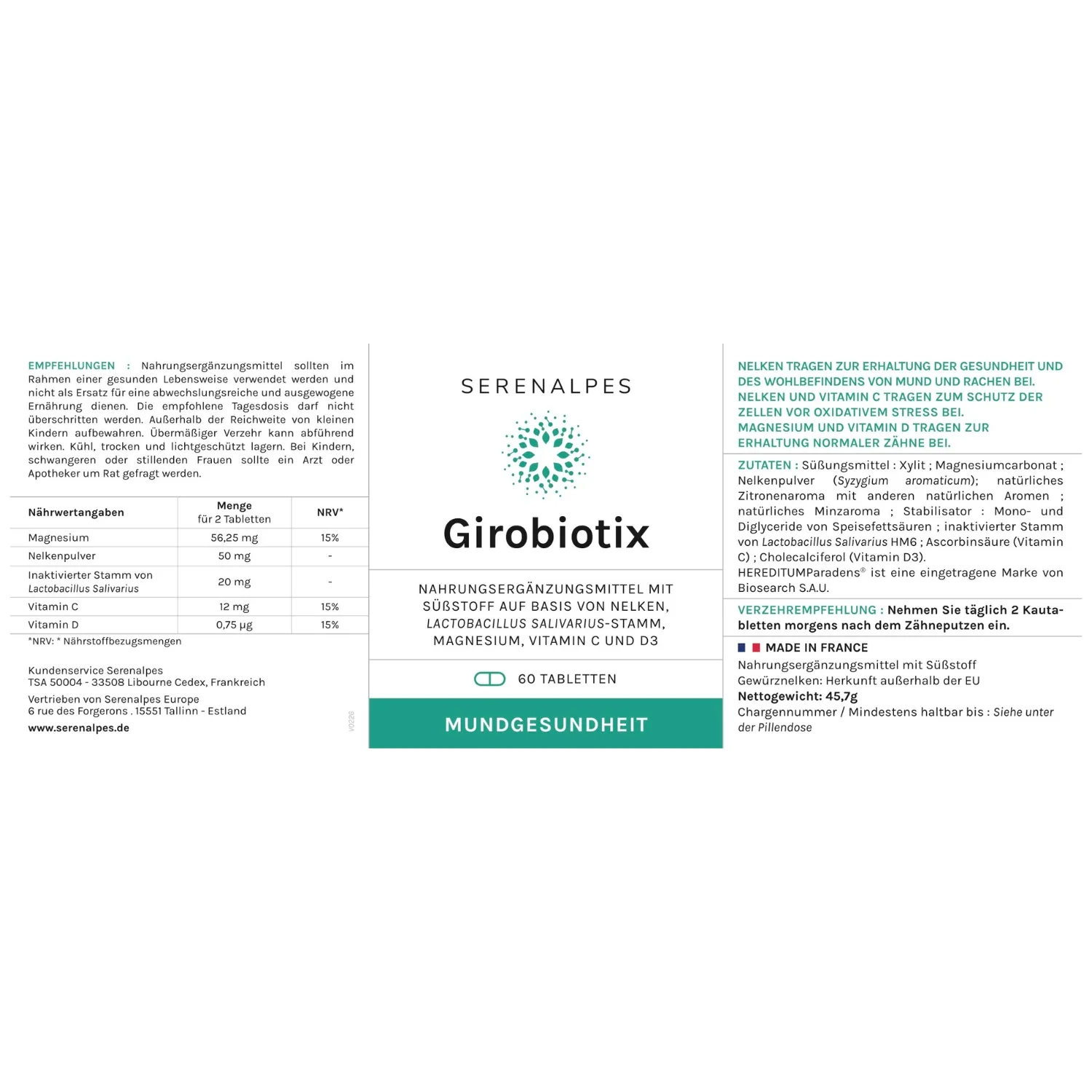 Etikett Girobiotix Serenalpes Etikett Girobiotix Serenalpes